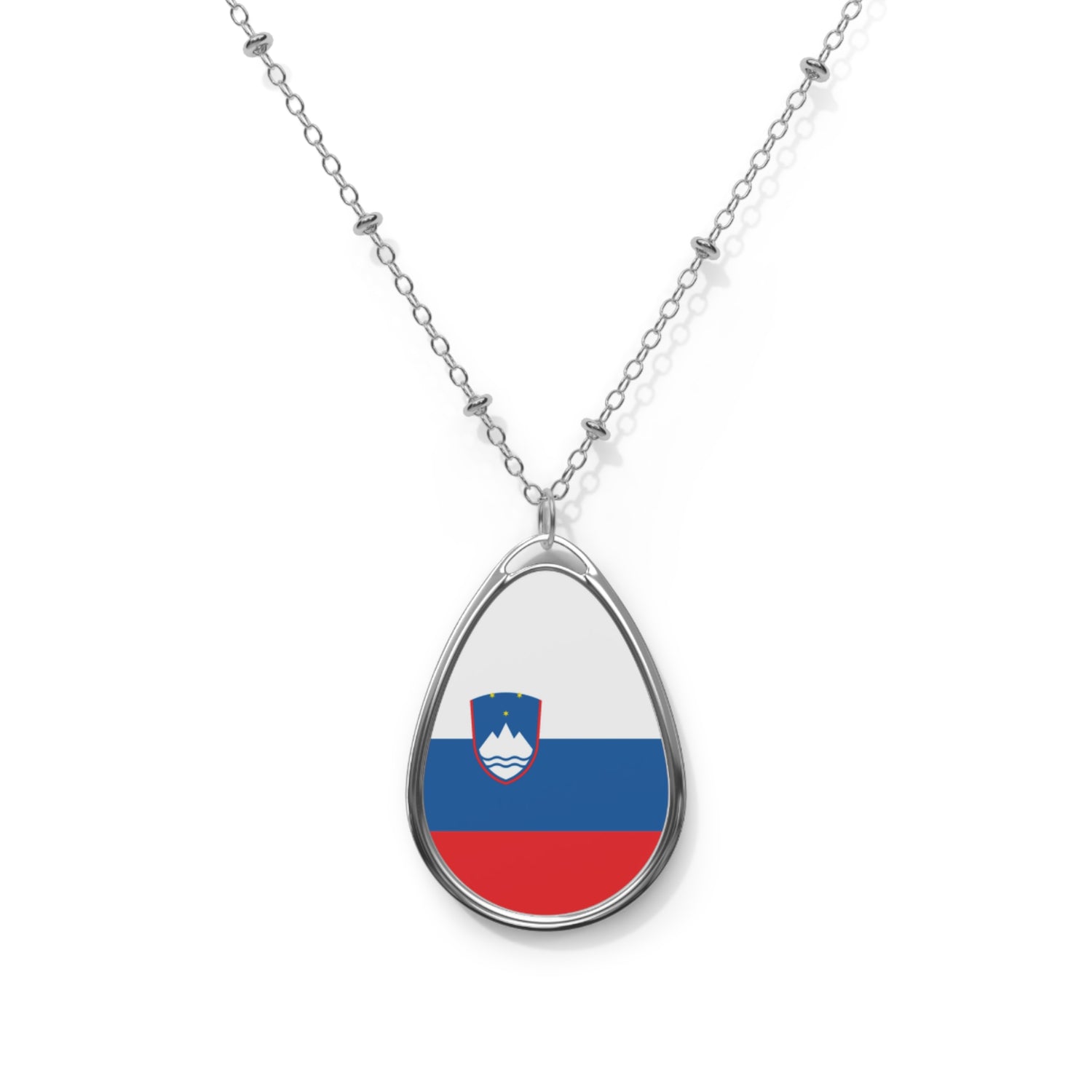 Slovenia Flag Oval Necklace | Slovenian Heritage Pendant | Rep Ya Flag