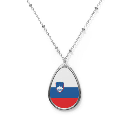 Slovenia Flag Oval Necklace | Slovenian Heritage Pendant | Rep Ya Flag