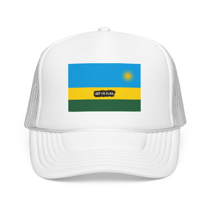 Rwanda Flag Foam Trucker Hat | Rwandan Pride Snapback Cap | Rep Ya Flag