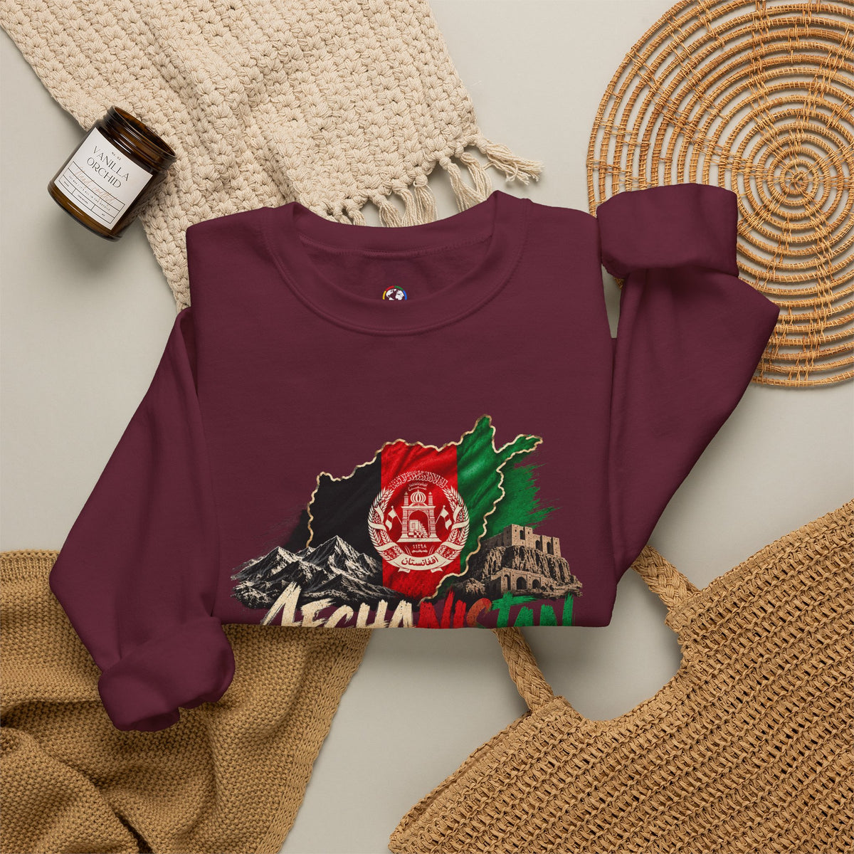 Afghanistan Flag Crewneck Sweatshirt — Patriotic Afghan Pride Sweater