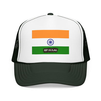India Flag Foam Trucker Hat | Indian Pride Snapback Cap | Rep Ya Flag