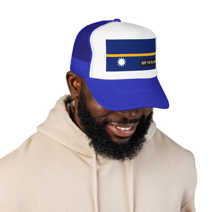 Nauru Flag Foam Trucker Hat | Nauruan Pride Snapback Cap | Rep Ya Flag