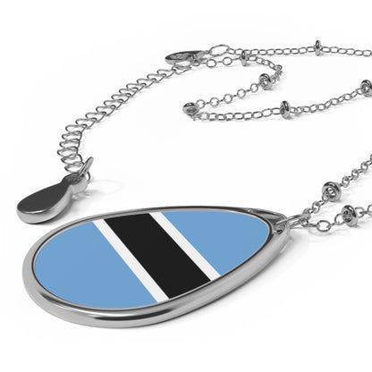 Botswana Flag Oval Necklace | Botswana Heritage Pendant | Rep Ya Flag