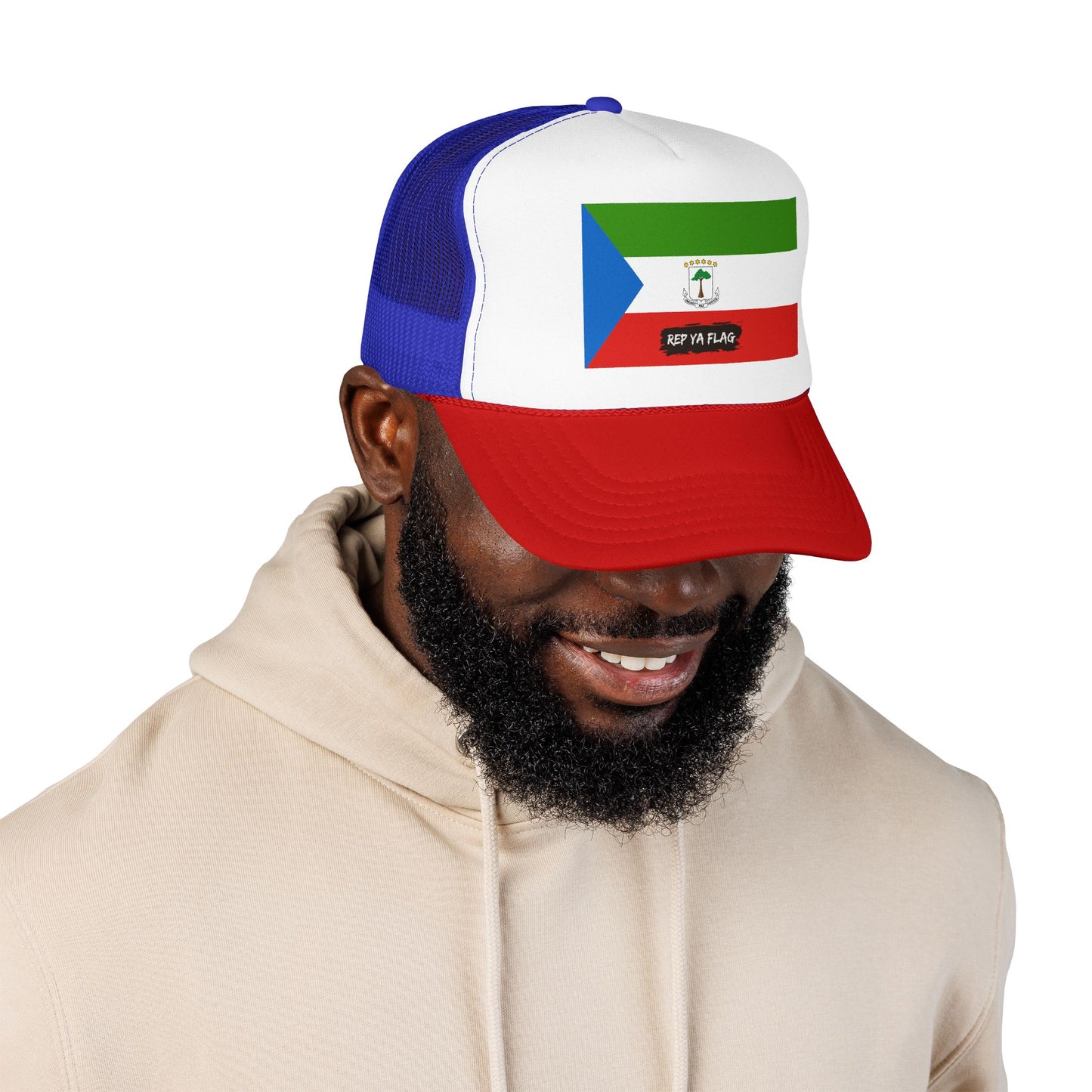 Equatorial Guinea Flag Foam Trucker Hat | Equatoguinean Pride Snapback Cap | Rep Ya Flag