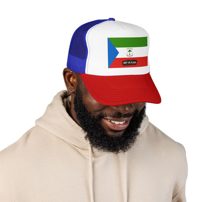 Equatorial Guinea Flag Foam Trucker Hat | Equatoguinean Pride Snapback Cap | Rep Ya Flag