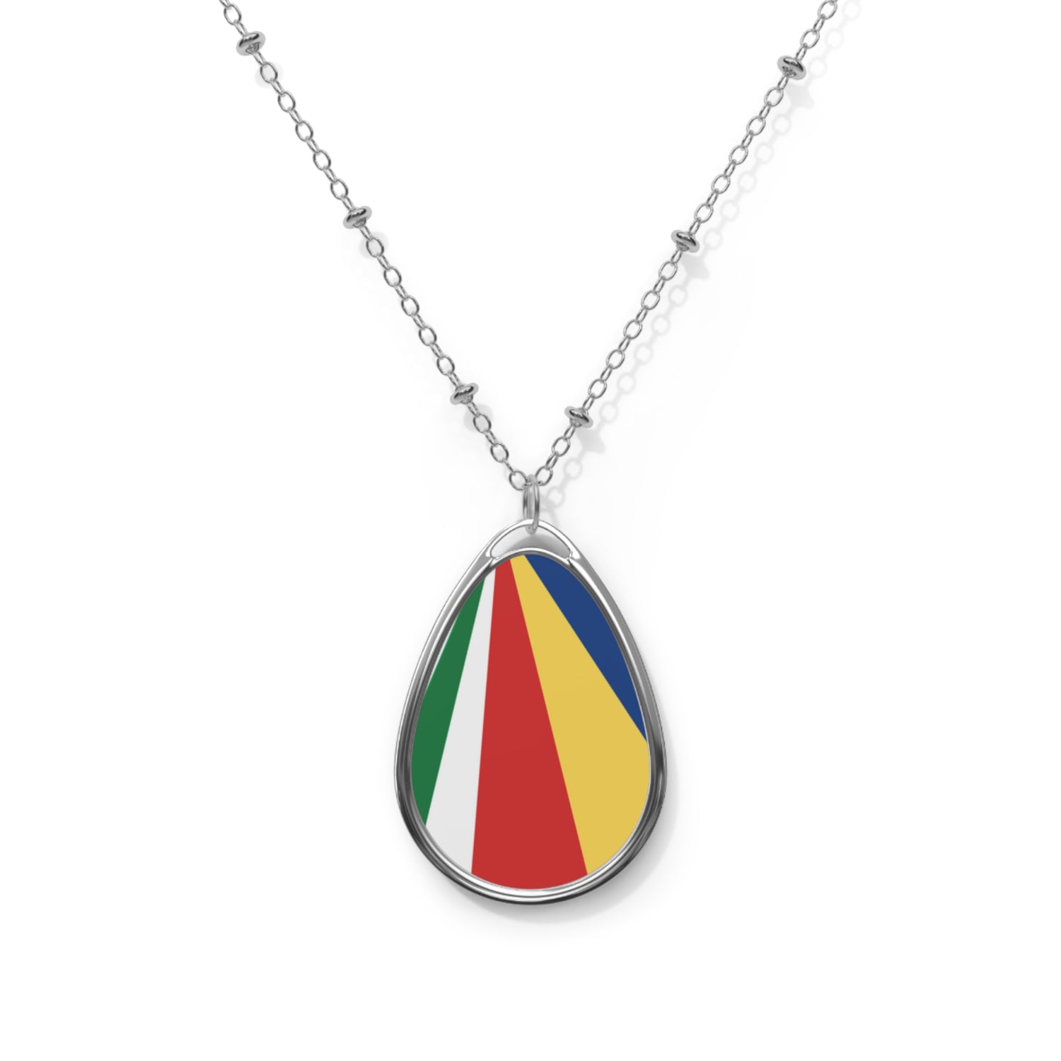 Seychelles Flag Oval Necklace | Seychellois Heritage Pendant | Rep Ya Flag
