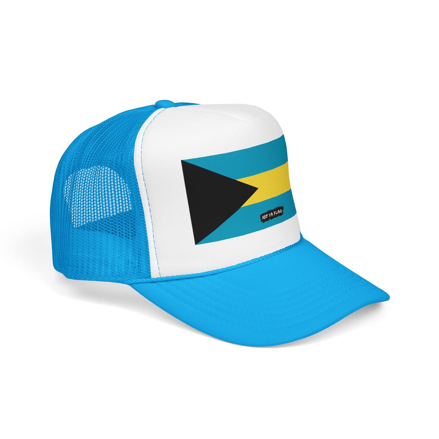 Bahamas Flag Foam Trucker Hat | Bahamian Pride Snapback Cap | Rep Ya Flag