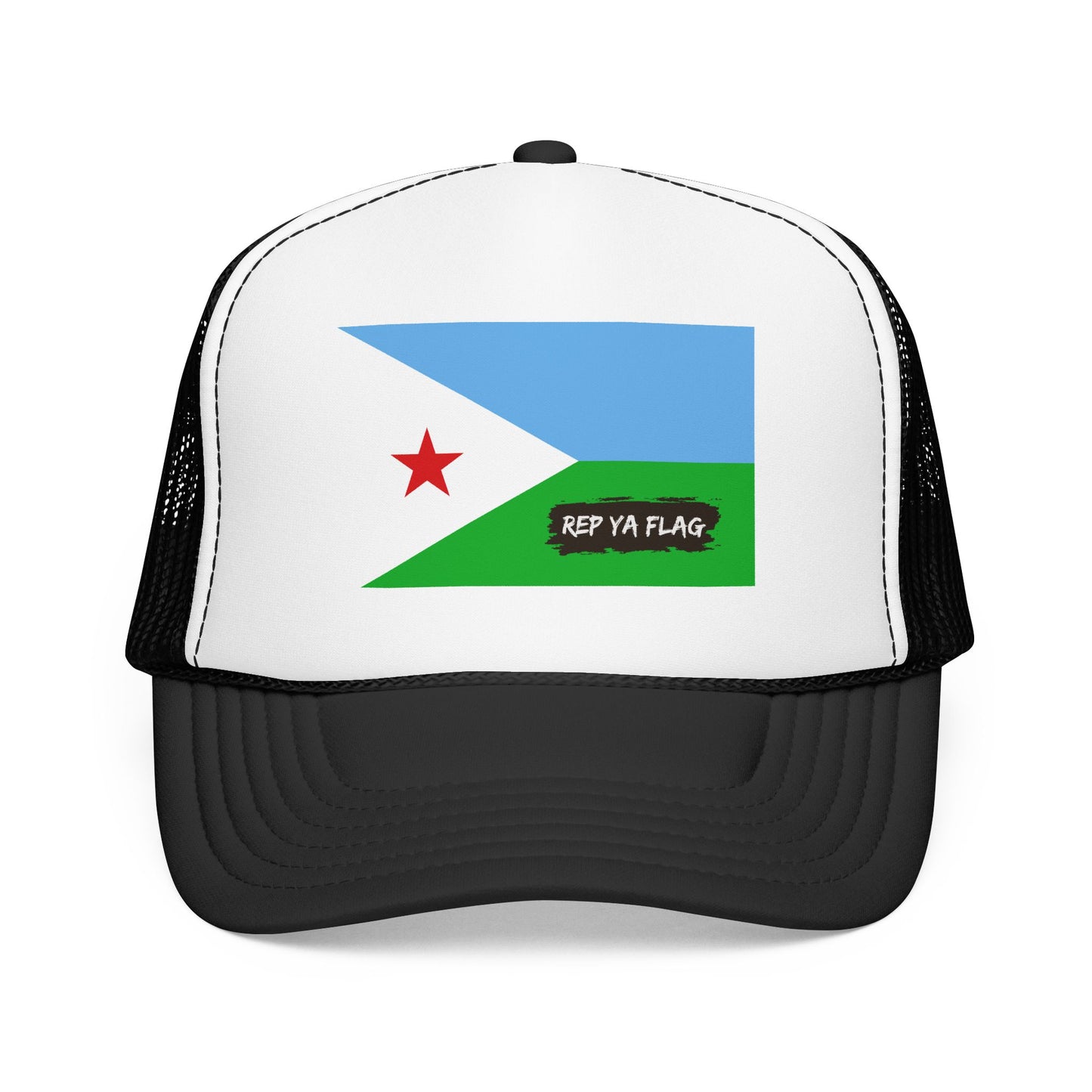 Djibouti Flag Foam Trucker Hat | Djiboutian Pride Snapback Cap | Rep Ya Flag
