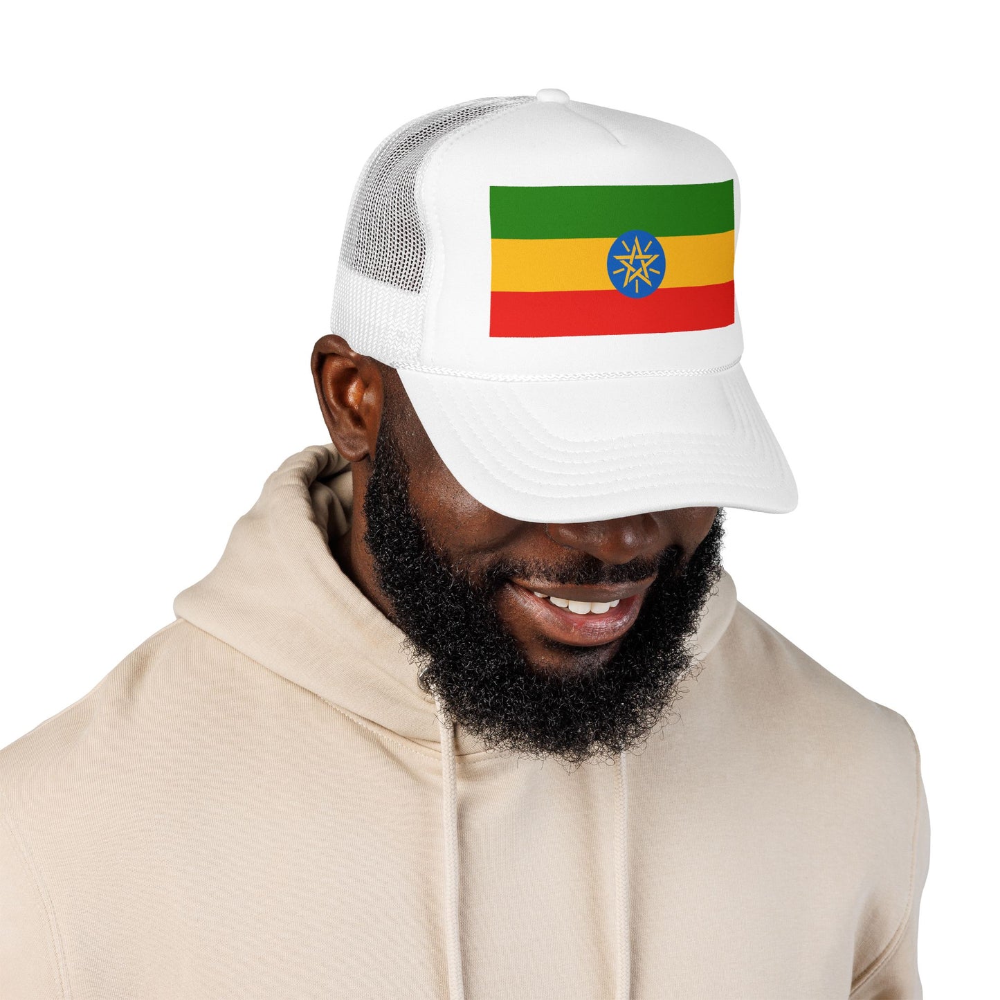 Ethiopia Flag Foam Trucker Hat | Ethiopian Pride Snapback Cap | Rep Ya Flag