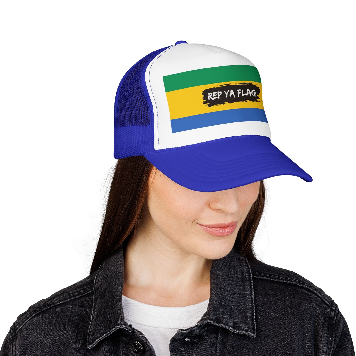 Gabon Flag Foam Trucker Hat | Gabonese Pride Snapback Cap | Rep Ya Flag