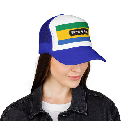Gabon Flag Foam Trucker Hat | Gabonese Pride Snapback Cap | Rep Ya Flag