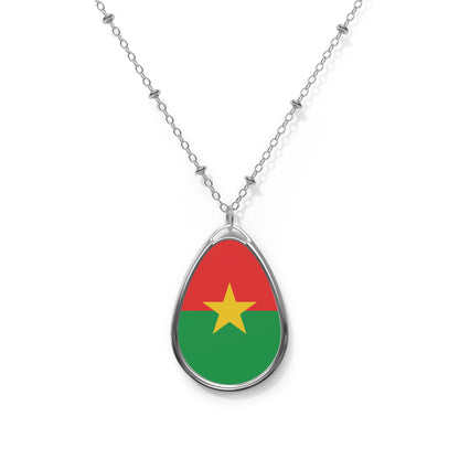 Burkina Faso Flag Oval Necklace | Burkinabè Heritage Pendant | Rep Ya Flag