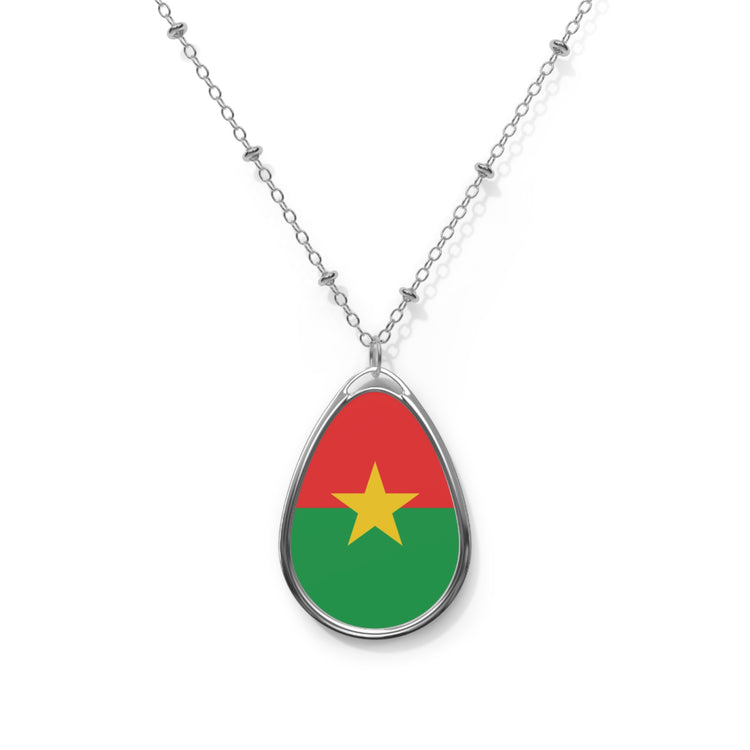 Burkina Faso Flag Necklace – Oval Burkinabè Pendant