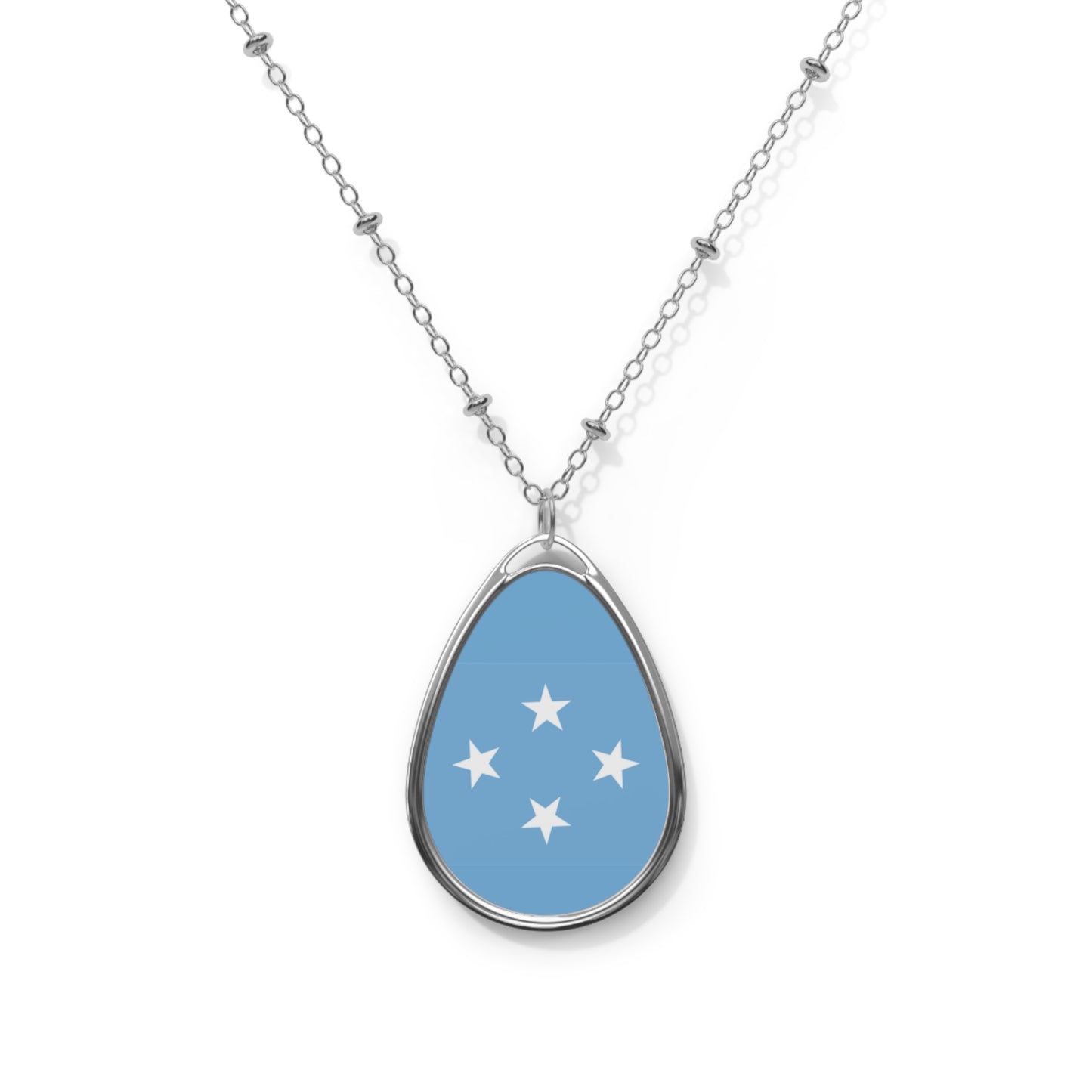 Micronesia Flag Oval Necklace | Micronesian Heritage Jewelry | Rep Ya Flag Pendant Necklace