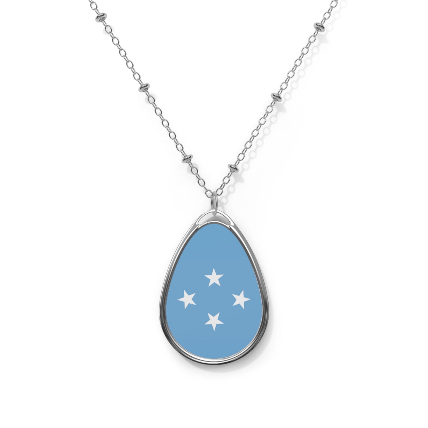 Micronesia Flag Oval Necklace | Micronesian Heritage Jewelry | Rep Ya Flag Pendant Necklace