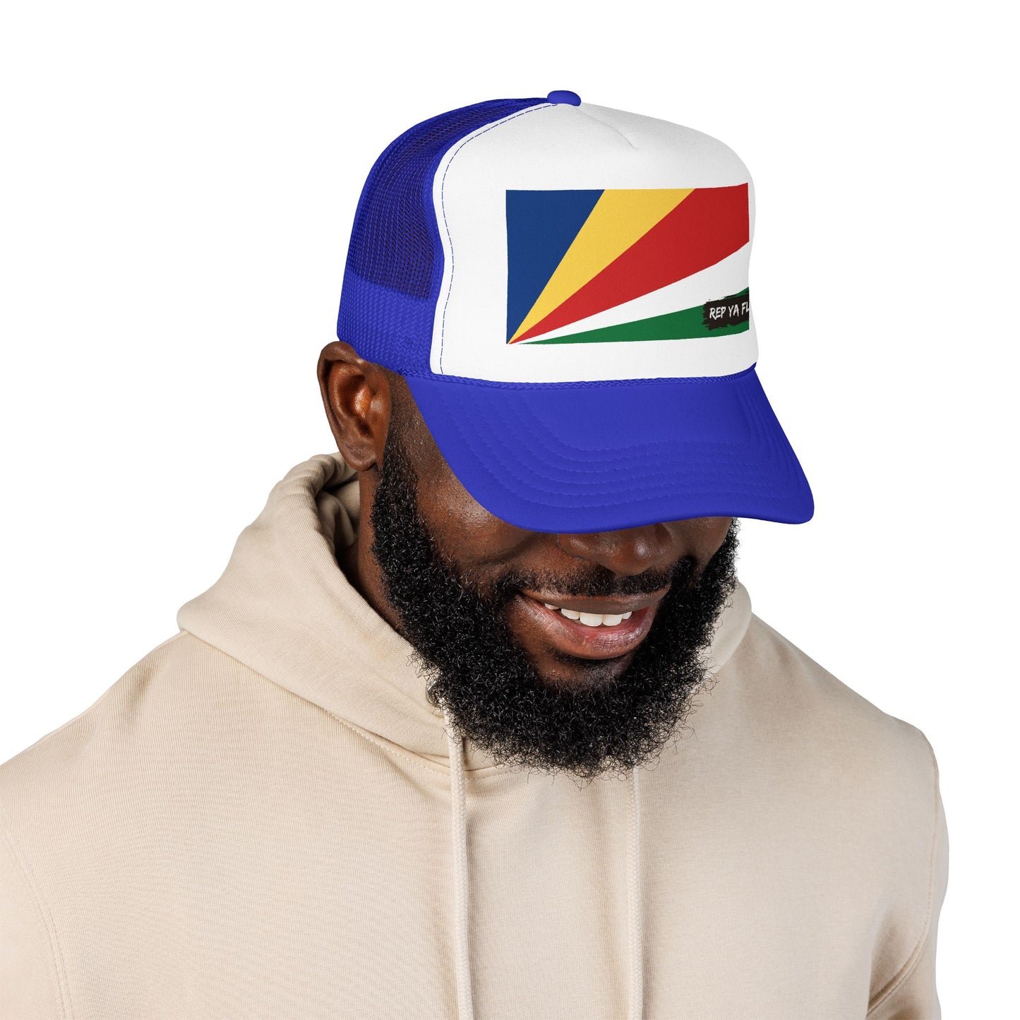 Seychelles Flag Foam Trucker Hat | Seychellois Pride Snapback Cap | Rep Ya Flag