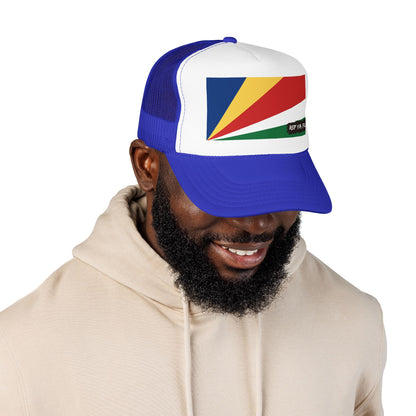 Seychelles Flag Foam Trucker Hat | Seychellois Pride Snapback Cap | Rep Ya Flag