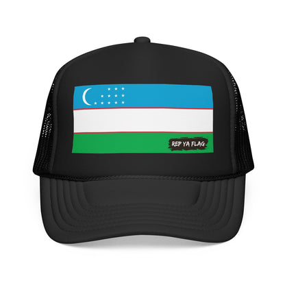 Uzbekistan Flag Foam Trucker Hat | Rep Ya Flag design
