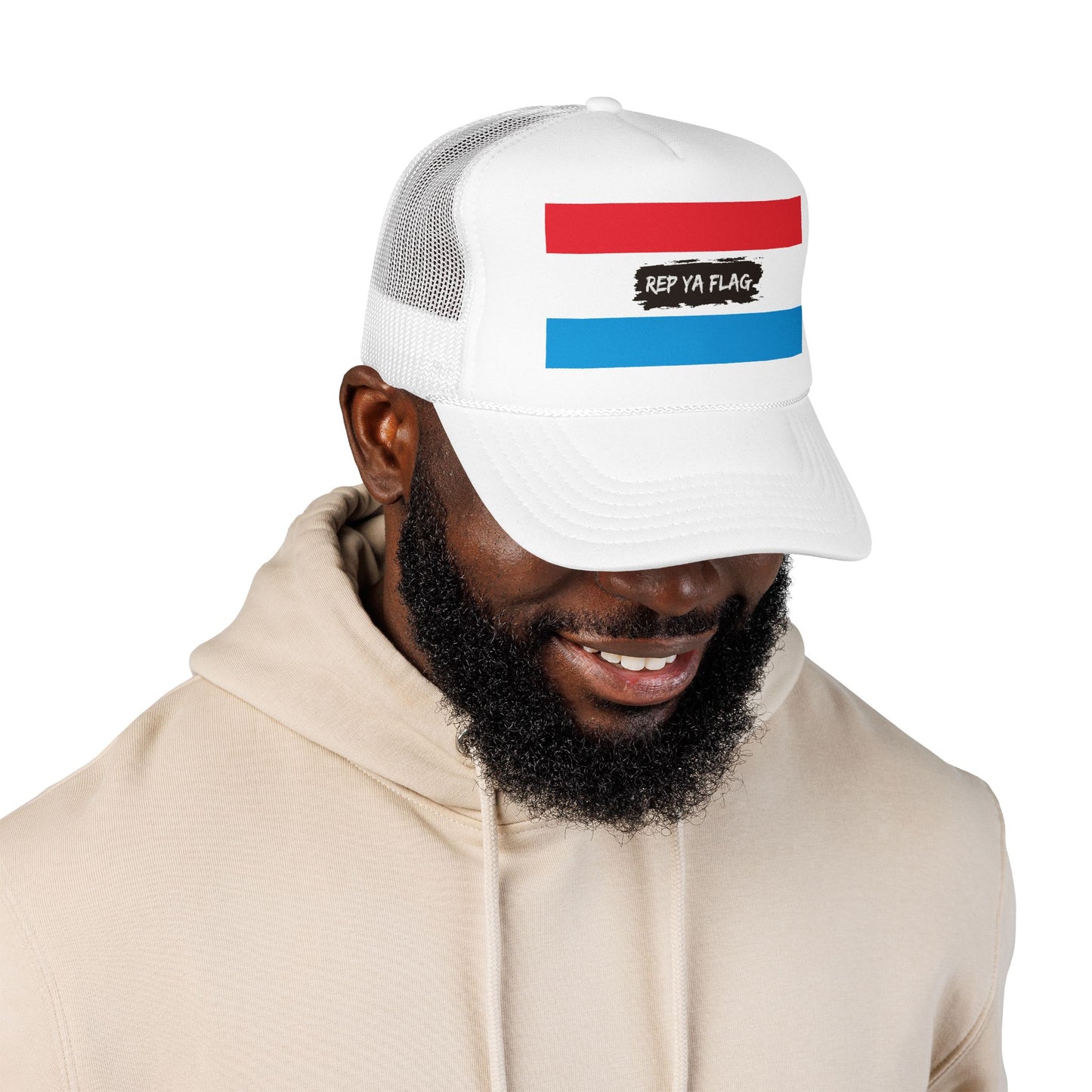 Luxembourg Flag Foam Trucker Hat | Luxembourg Pride Snapback Cap | Rep Ya Flag