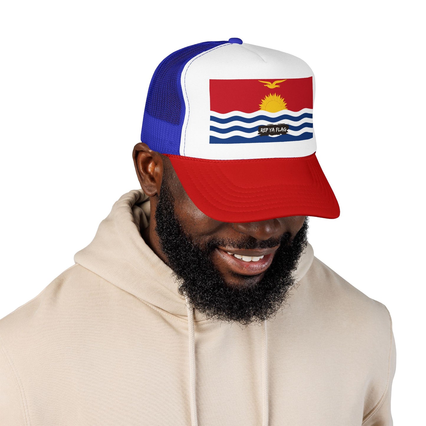 Kiribati Flag Foam Trucker Hat | Kiribati Pride Snapback Cap | Rep Ya Flag