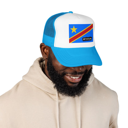 Democratic Republic of the Congo Flag Foam Trucker Hat | Congolese Pride Snapback Cap | Rep Ya Flag
