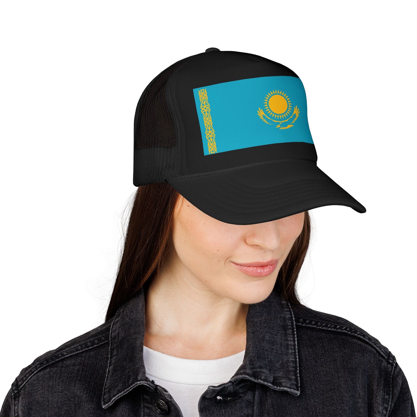 Kazakhstan Flag Foam Trucker Hat | Kazakh Pride Snapback Cap | Rep Ya Flag
