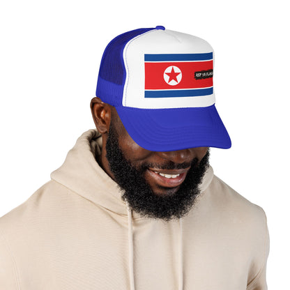 North Korea Flag Foam Trucker Hat | North Korean Pride Snapback Cap | Rep Ya Flag
