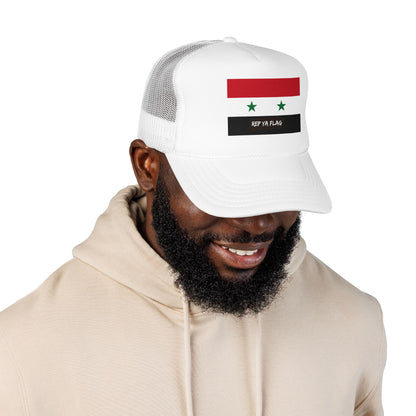 Syria Flag Foam Trucker Hat | Rep Ya Flag design