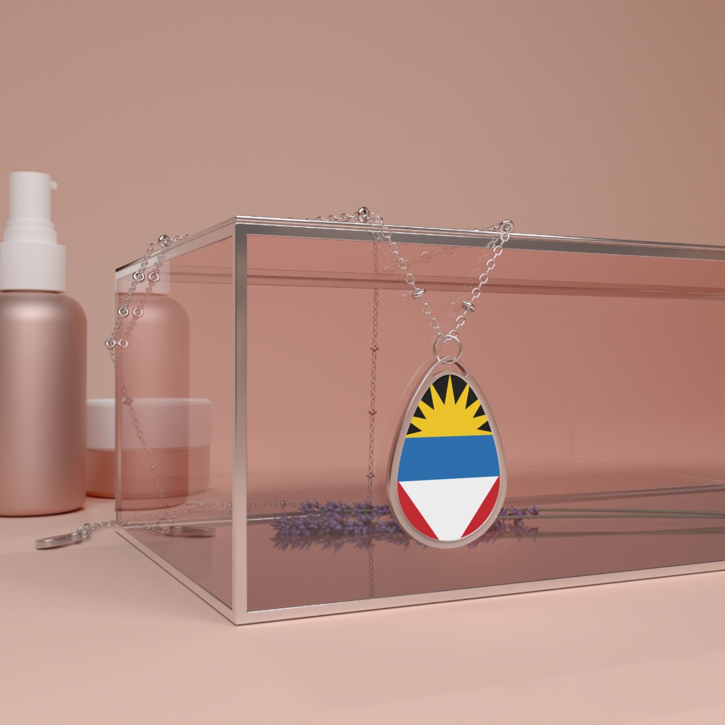 Antigua and Barbuda Flag Oval Necklace | Antiguan & Barbudan Pride Jewelry | Rep Ya Flag