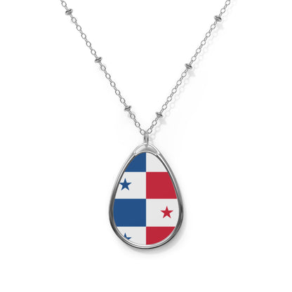 Panama Flag Oval Necklace | Panamanian Heritage Pendant | Rep Ya Flag
