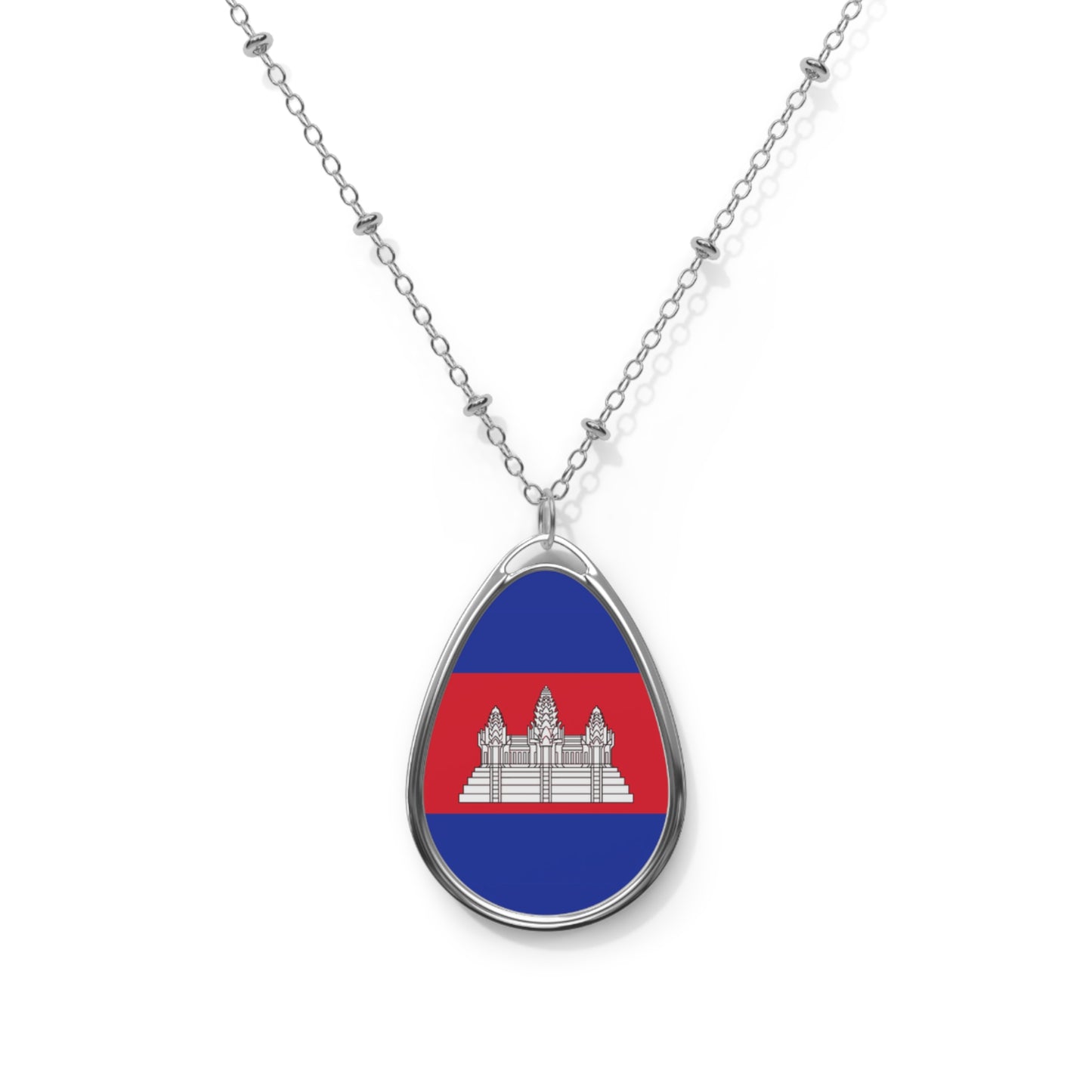 Cambodia Oval Necklace | Cambodian Flag Pendant | Rep Ya Flag