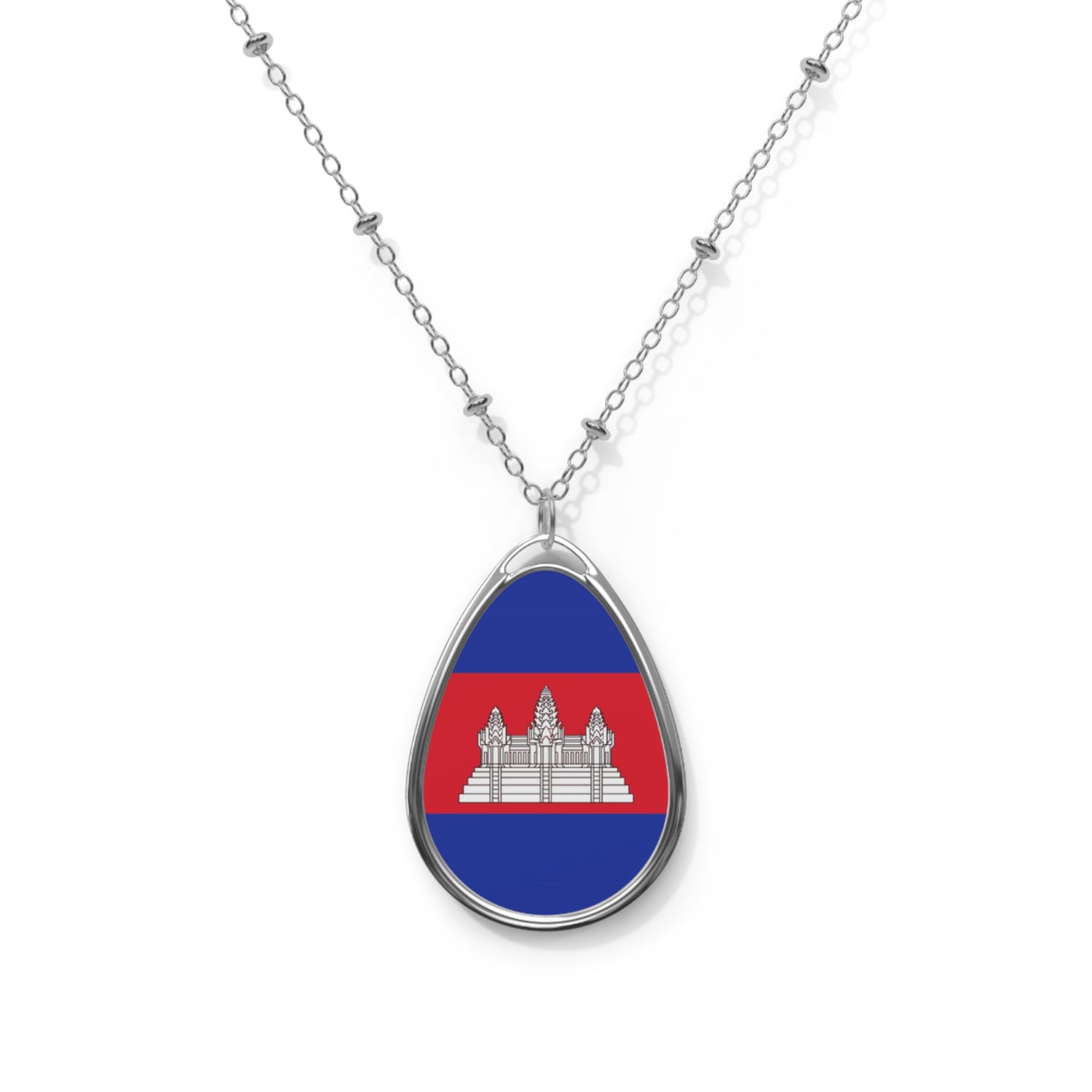 Cambodia Oval Necklace | Cambodian Flag Pendant | Rep Ya Flag