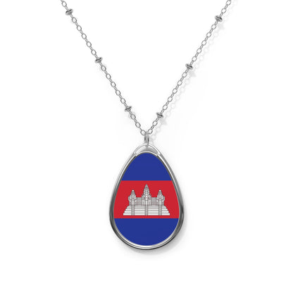 Cambodia Oval Necklace | Cambodian Flag Pendant | Rep Ya Flag