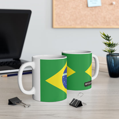Brazil Flag Coffee Mug | Brazilian Pride Ceramic Tea Mug 11oz & 15oz | Rep Ya Flag