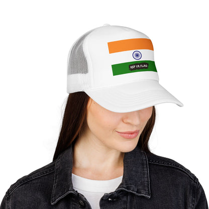 India Flag Foam Trucker Hat | Indian Pride Snapback Cap | Rep Ya Flag