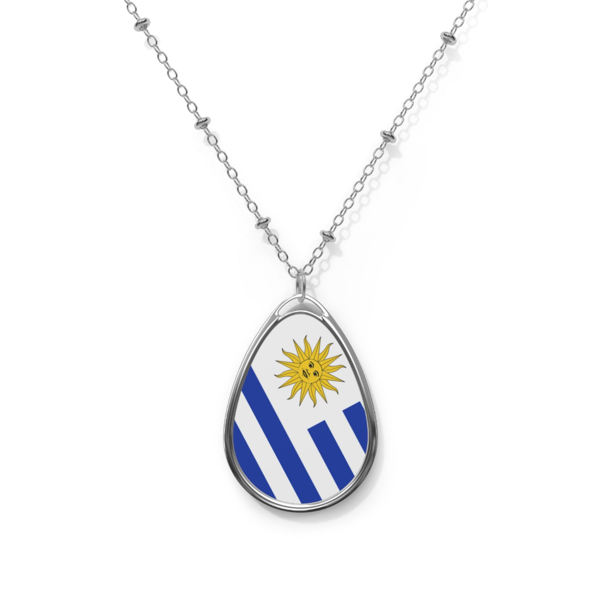 Uruguay Flag Oval Necklace