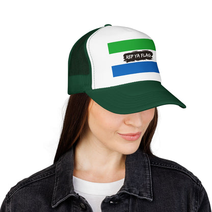 Sierra Leone Flag Foam Trucker Hat | Sierra Leonean Pride Snapback Cap | Rep Ya Flag