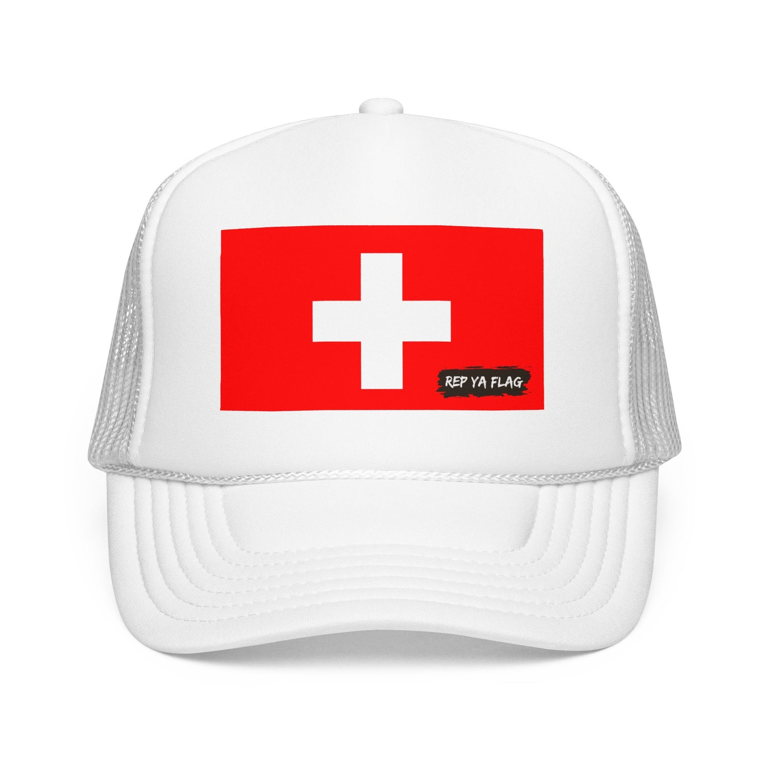 Switzerland Flag Foam Trucker Hat | Rep Ya Flag design