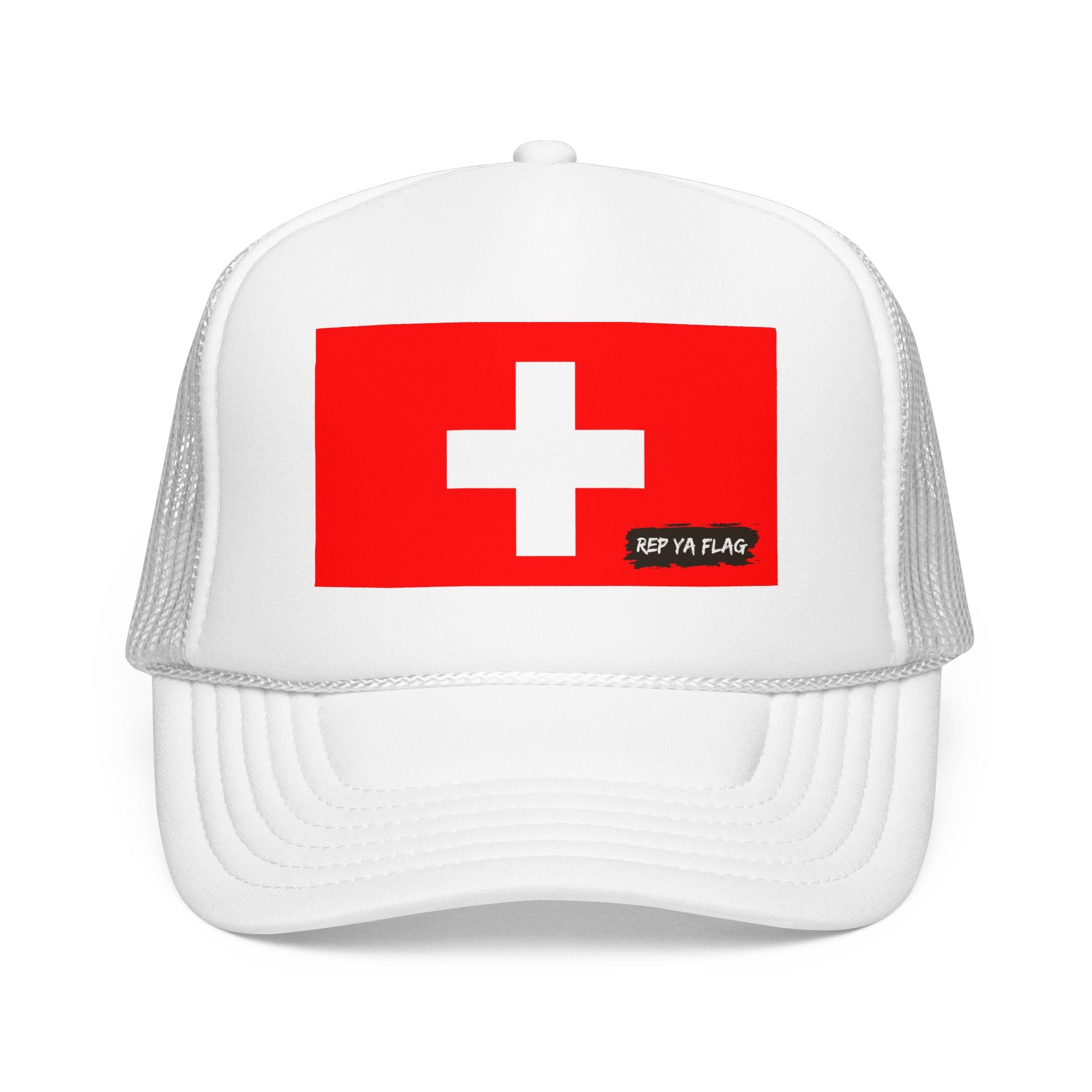 Switzerland Flag Foam Trucker Hat | Rep Ya Flag design