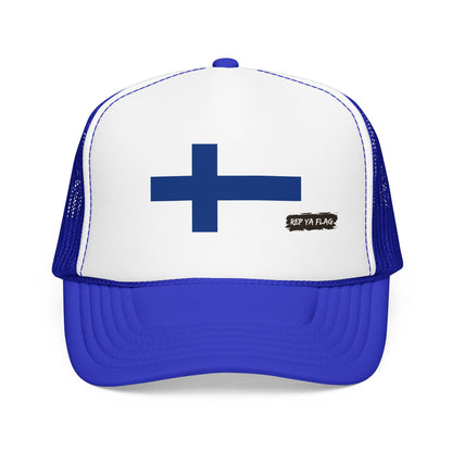 Finland Flag Foam Trucker Hat | Finnish Pride Snapback Cap | Rep Ya Flag