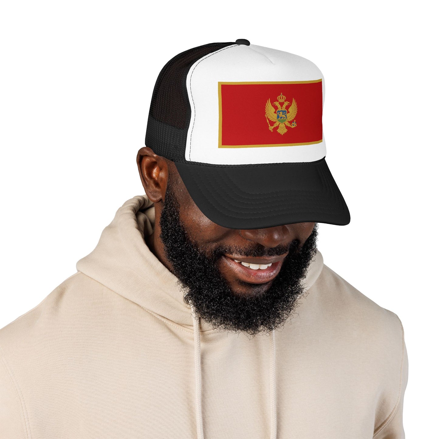 Montenegro Flag Foam Trucker Hat | Montenegrin Pride Snapback Cap | Rep Ya Flag