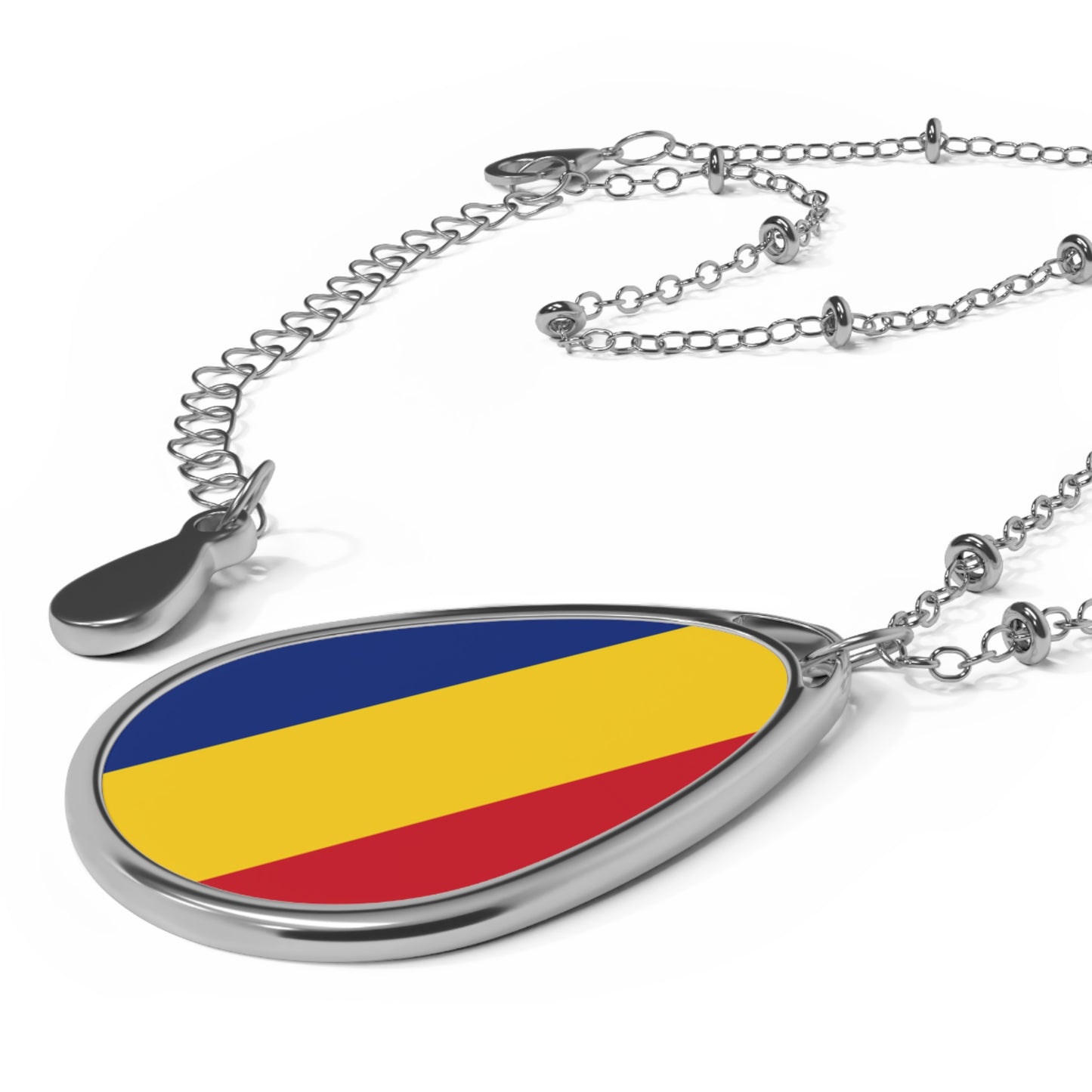 Romania Flag Oval Necklace | Romanian Heritage Pendant | Rep Ya Flag