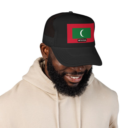 Maldives Flag Foam Trucker Hat | Maldivian Pride Snapback Cap | Rep Ya Flag