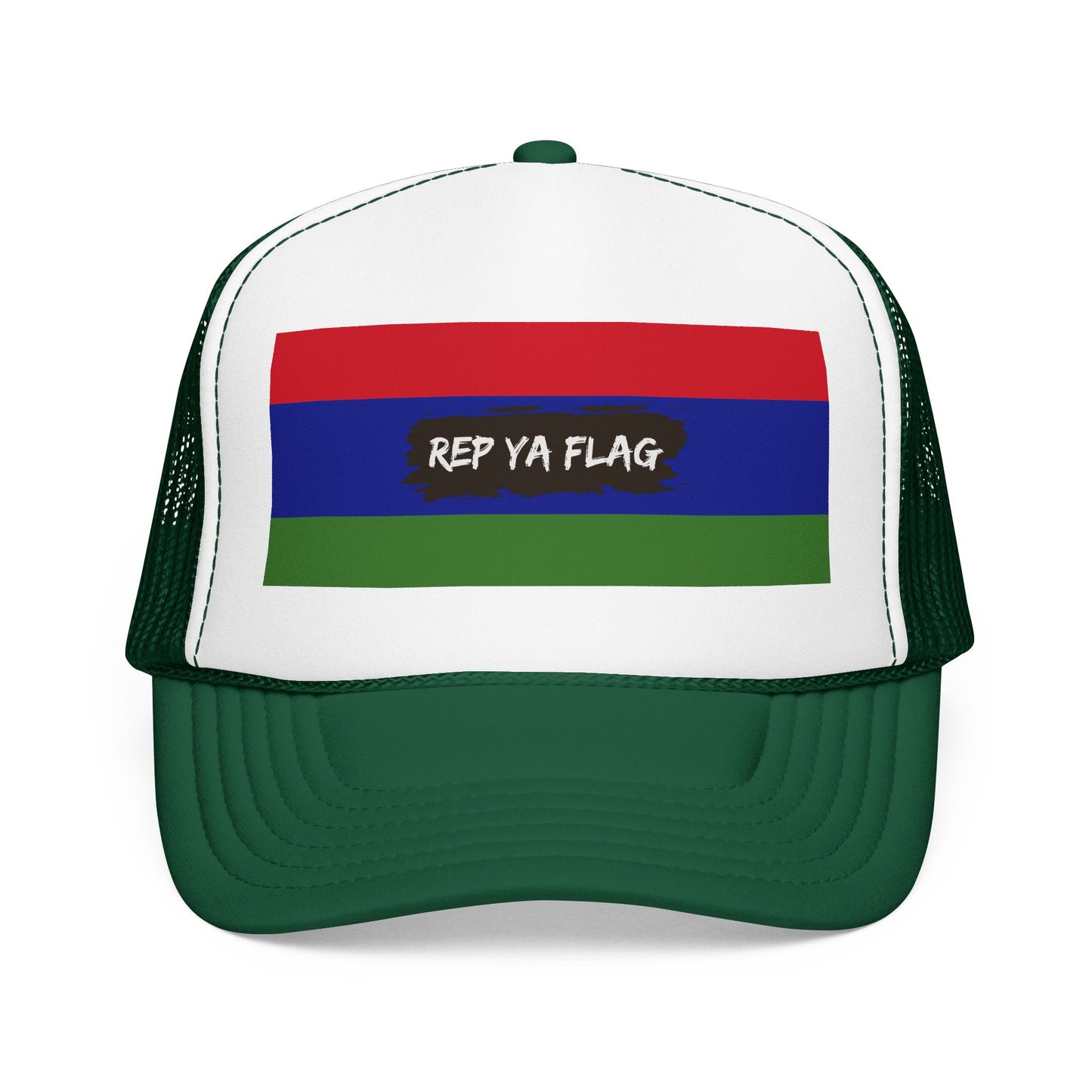 Gambia Flag Foam Trucker Hat | Gambian Pride Snapback Cap | Rep Ya Flag