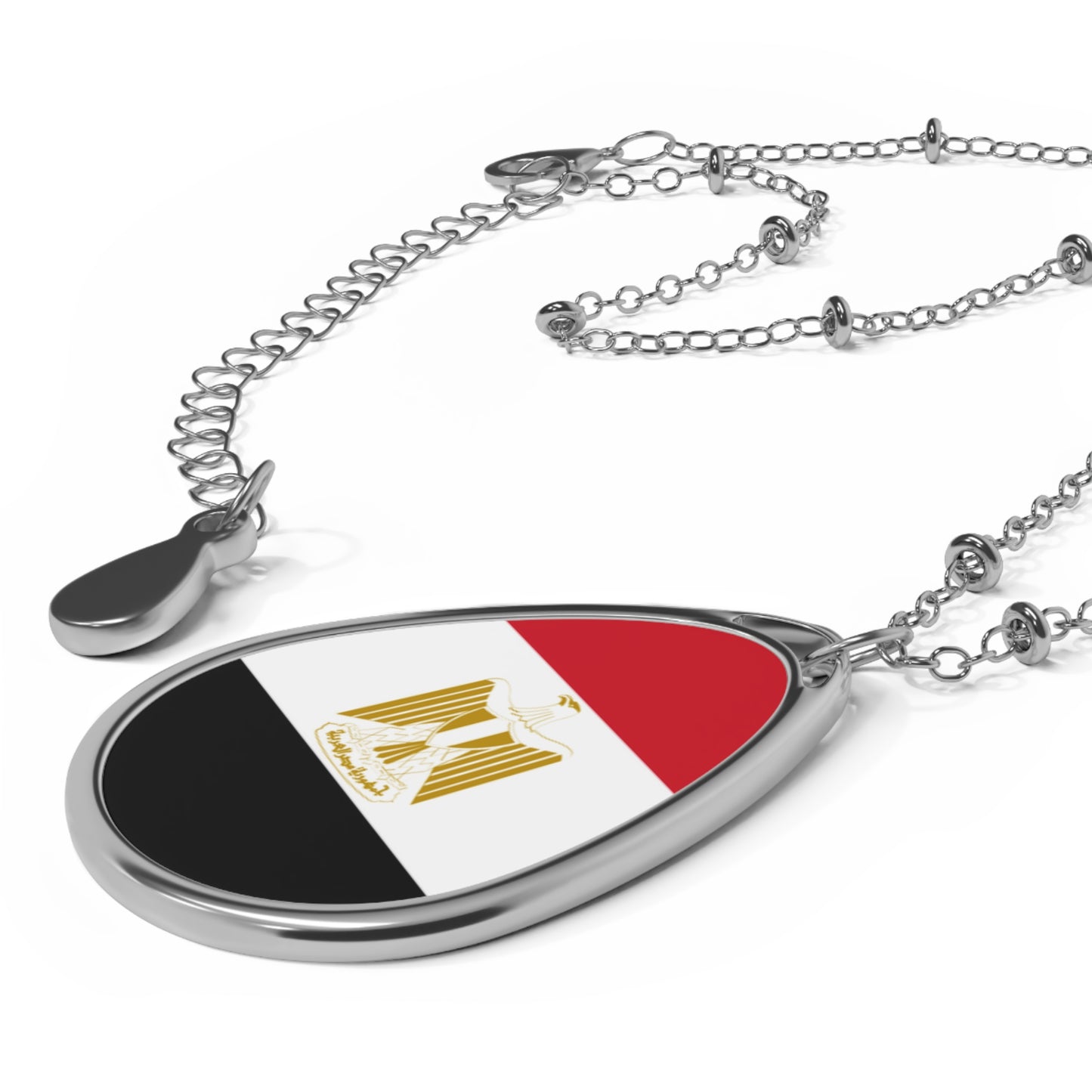 Egypt Flag Oval Necklace | Egyptian Heritage Pendant | Rep Ya Flag