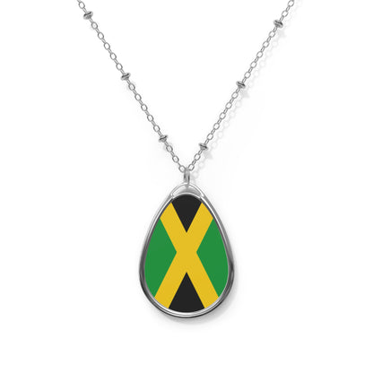 Jamaica Flag Oval Necklace | Jamaican Heritage Pendant | Rep Ya Flag