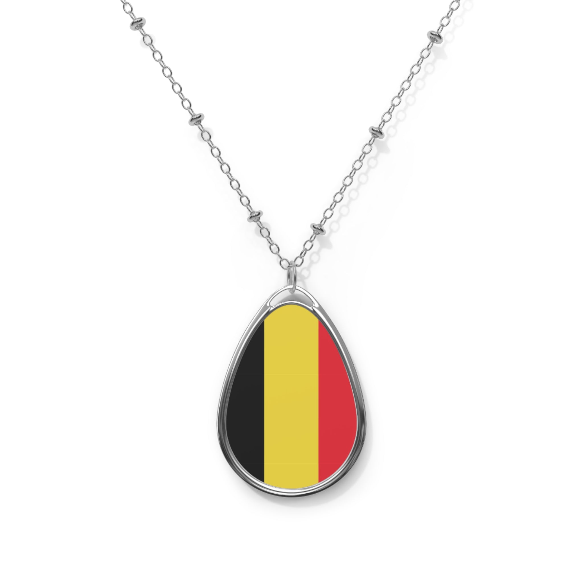 Belgium Flag Oval Necklace | Belgian Heritage Pendant | Rep Ya Flag