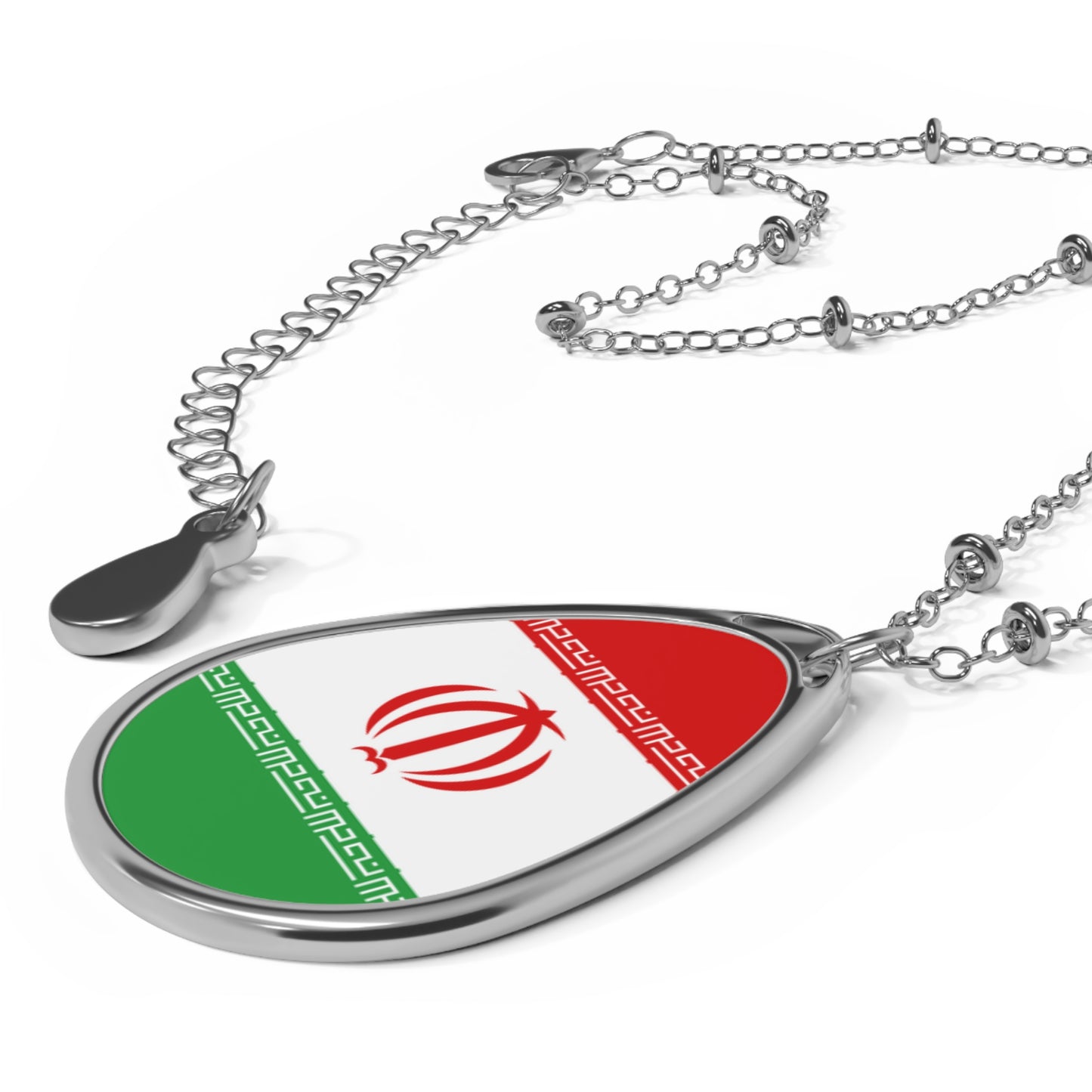 Iran Flag Oval Necklace | Iranian Heritage Pendant | Rep Ya Flag