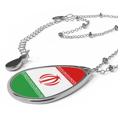 Iran Flag Oval Necklace | Iranian Heritage Pendant | Rep Ya Flag