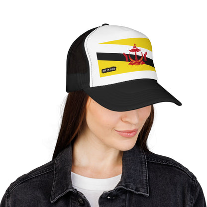 Brunei Flag Foam Trucker Hat | Bruneian Pride Snapback Cap | Rep Ya Flag